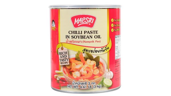 Image presents Chilli Paste in Soybean Oil (Namprik Pao) 3kg